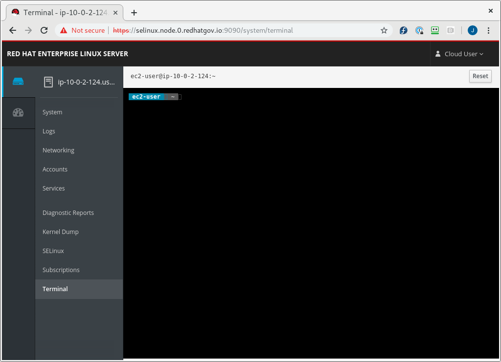 selinux cockpit terminal